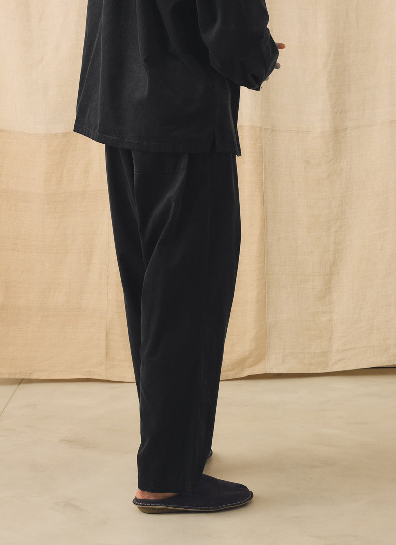 Cord Pleated Pants | Charcoal