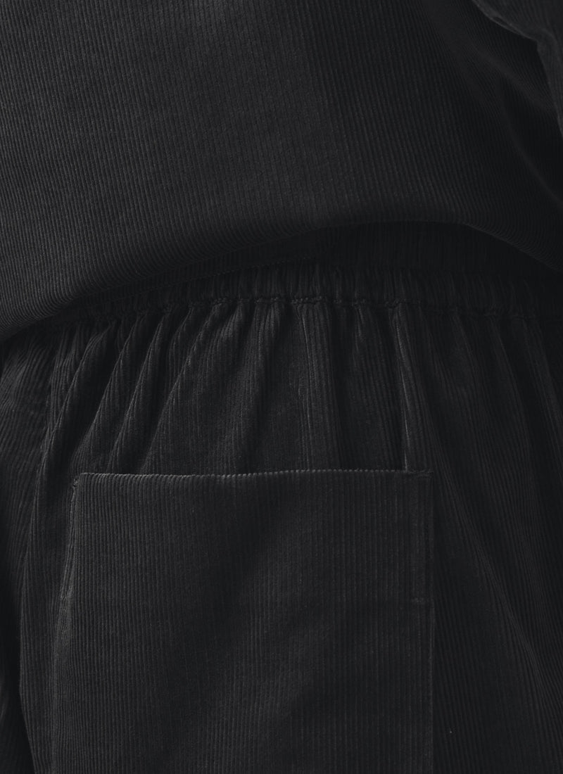 Cord Pleated Pants | Charcoal