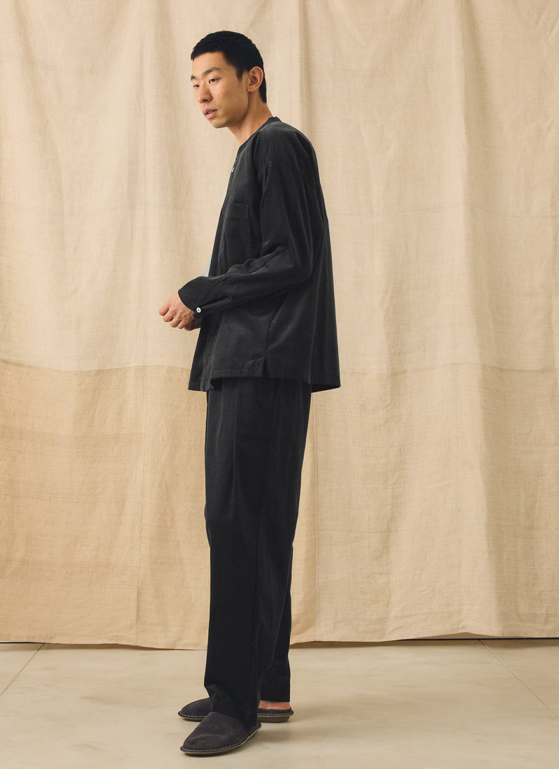 Cord Pleated Pants | Charcoal