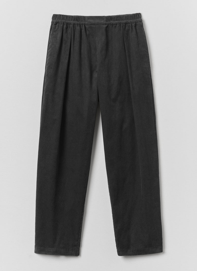 Cord Pleated Pants | Charcoal