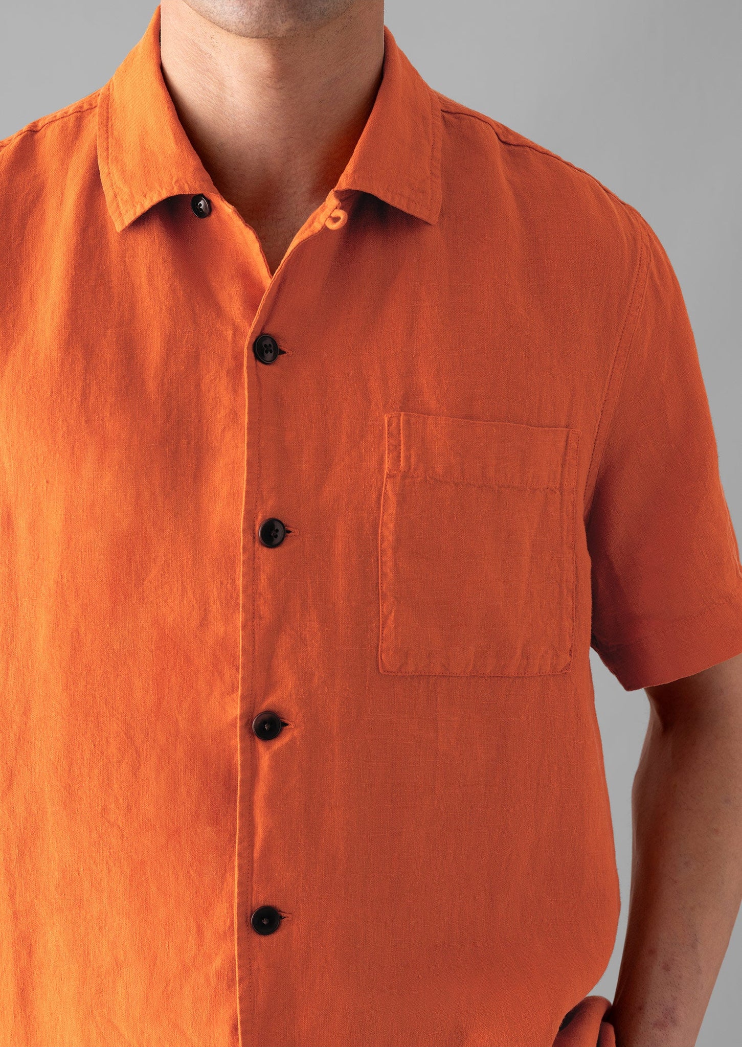 Linen Short Sleeve Shirt | Clementine