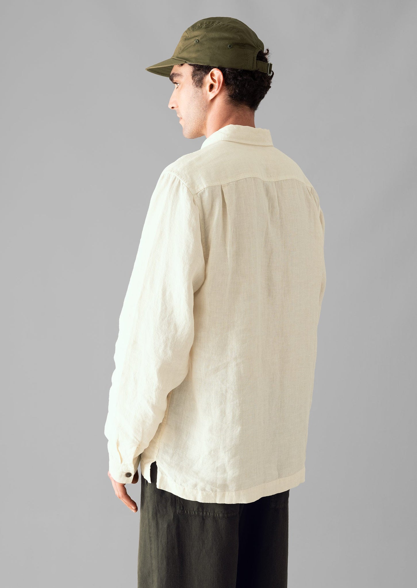 Half Placket Linen Shirt | Parchment