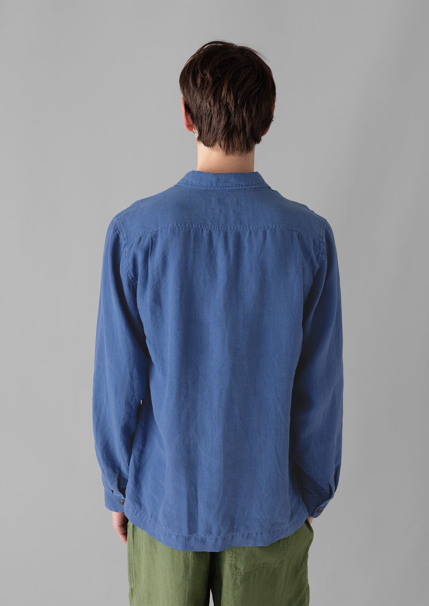 Half Placket Linen Shirt | Cobalt