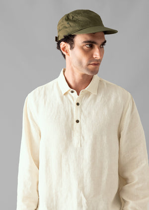 Half Placket Linen Shirt | Parchment