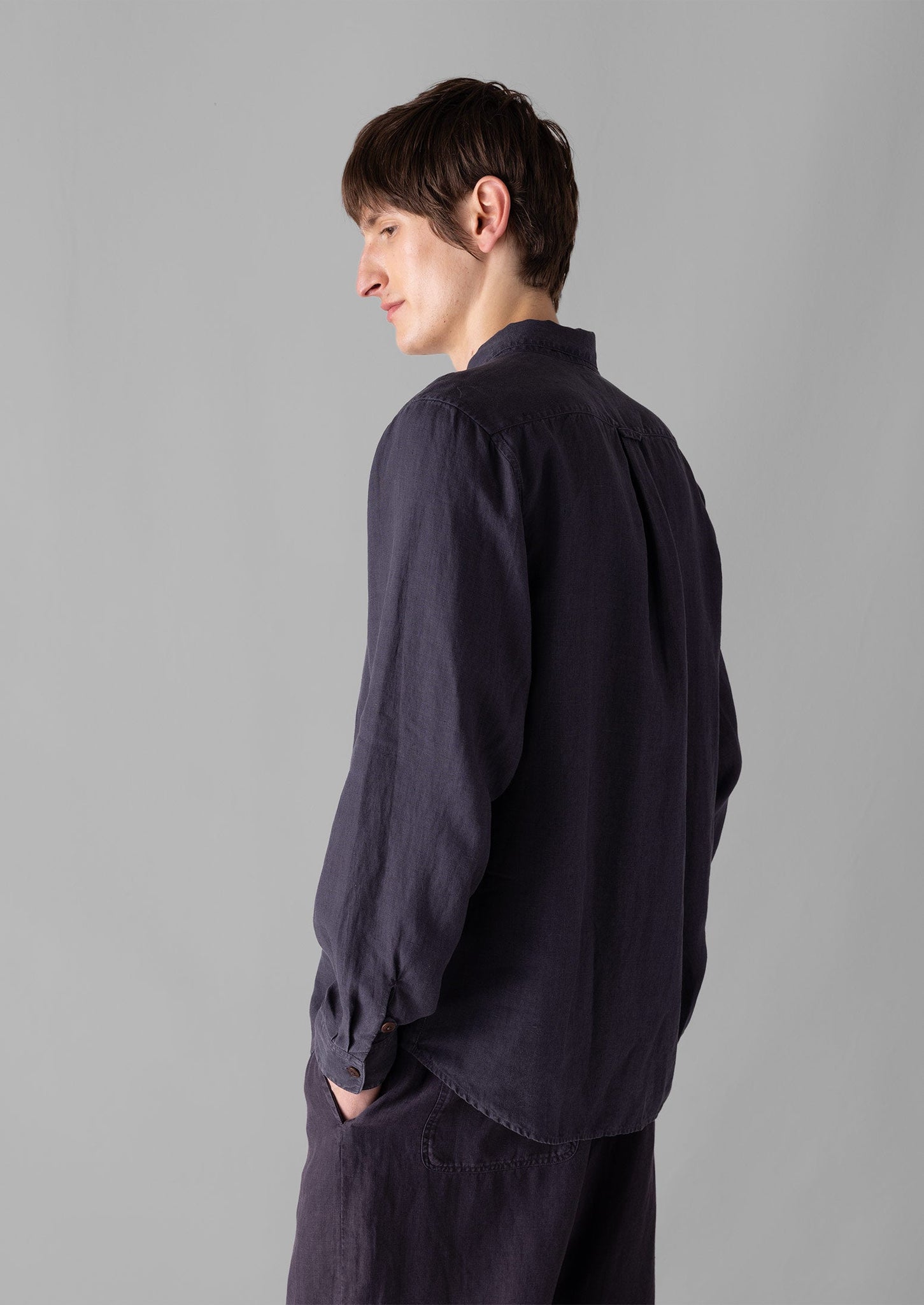 Loop Button Linen Shirt | Slate
