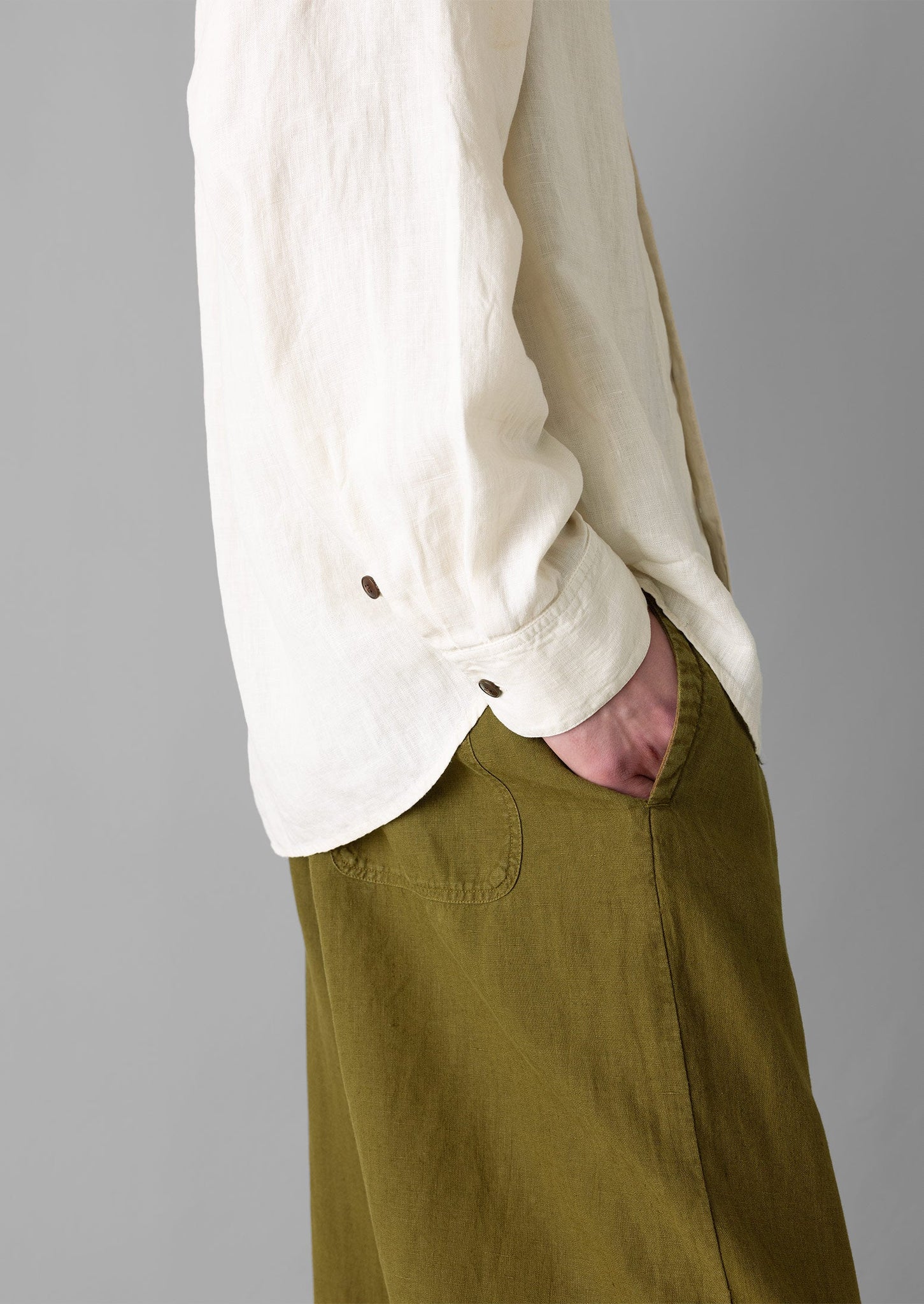Loop Button Linen Shirt | Parchment