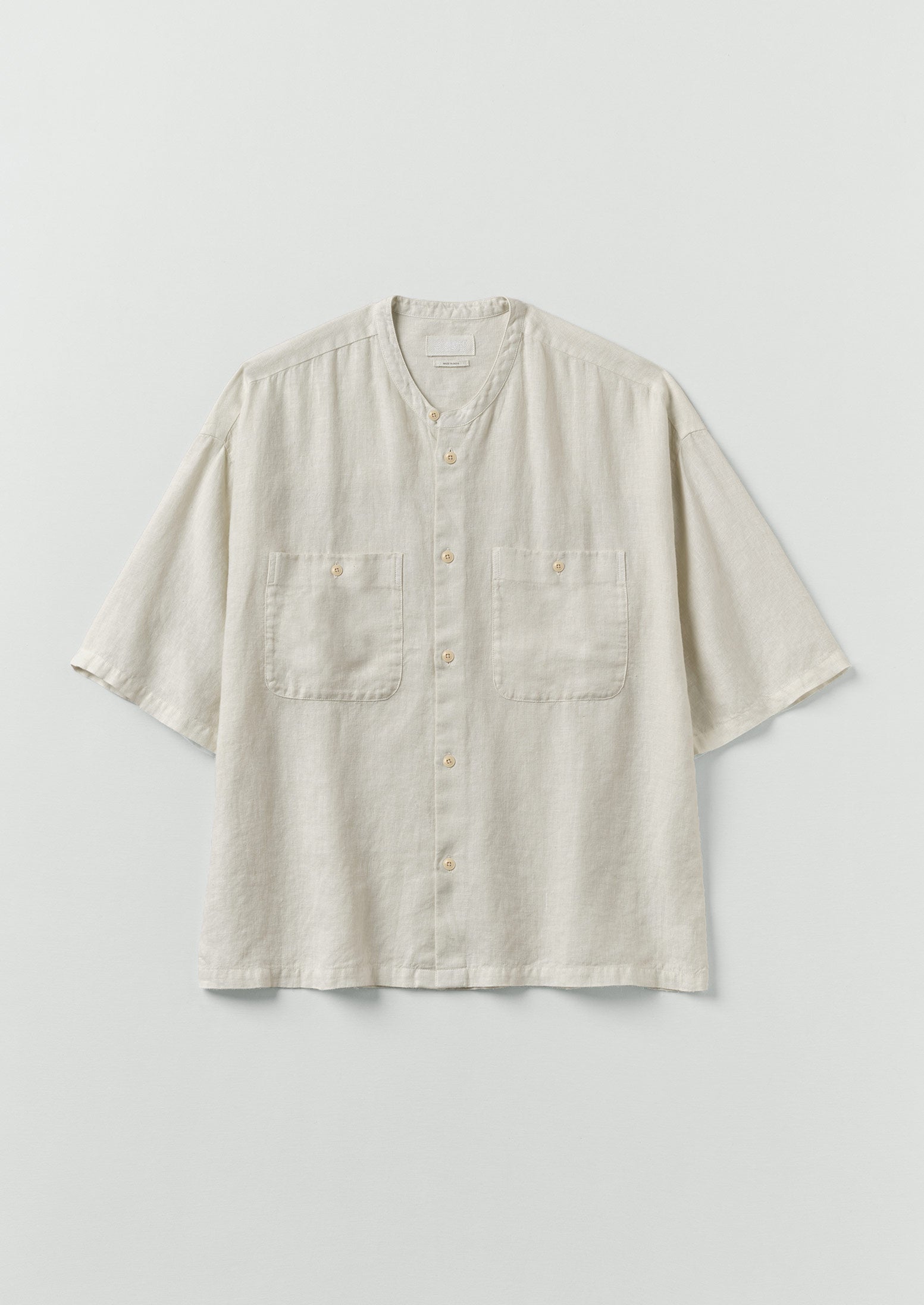 Garment Dyed Linen Grandad Collar Shirt | Oat | TOAST