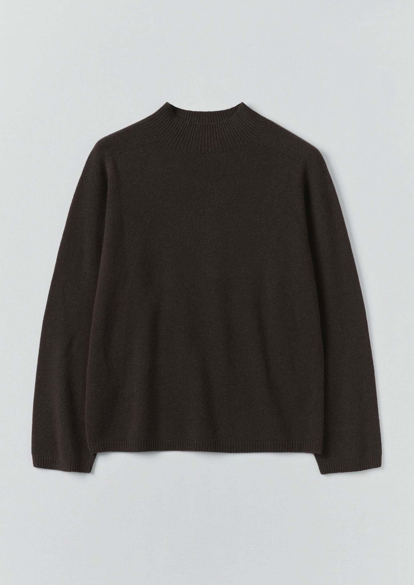 Wool Cashmere High Neck Sweater | Brown Umber