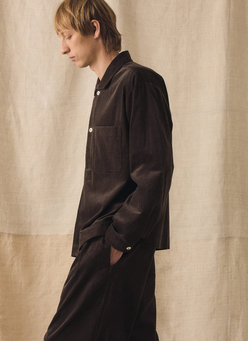 Organic Cord Smock Popover Shirt | Bitter Chocolate