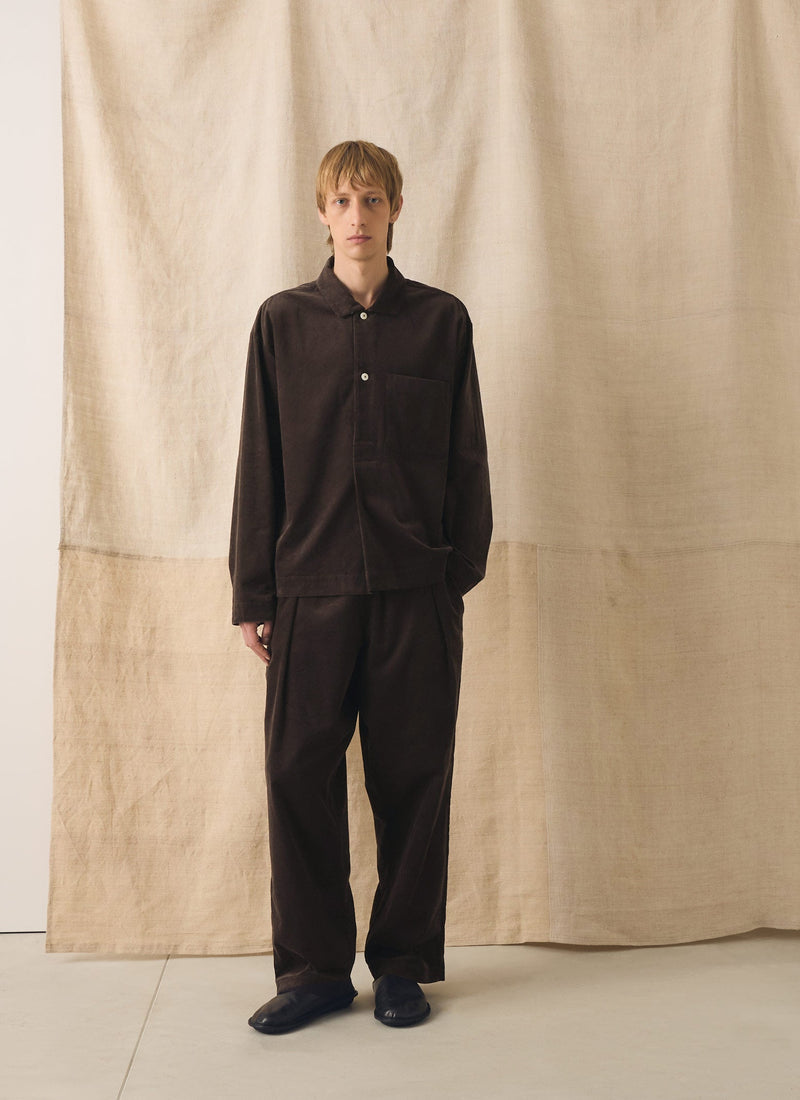 Organic Cord Smock Popover Shirt | Bitter Chocolate