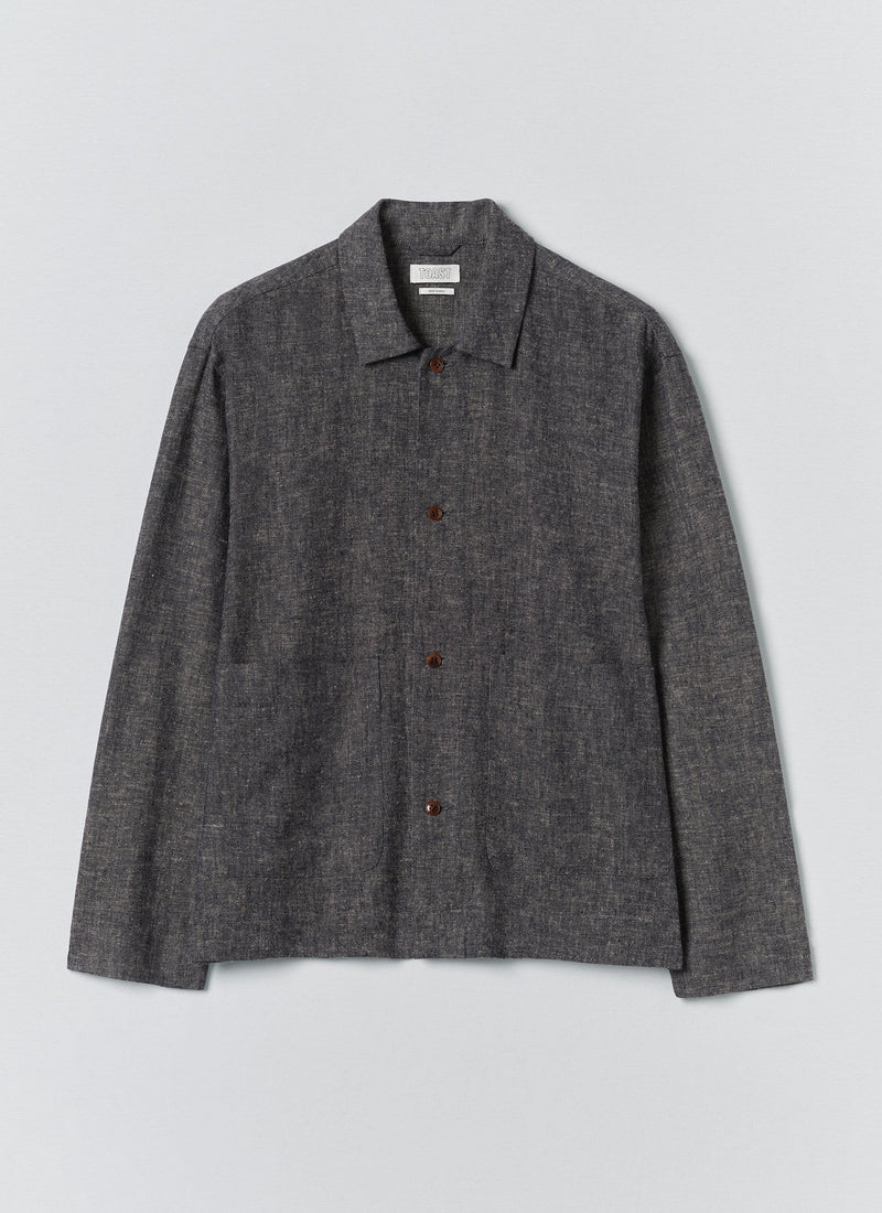 Relaxed Linen Cotton Shirt | Navy/Ecru