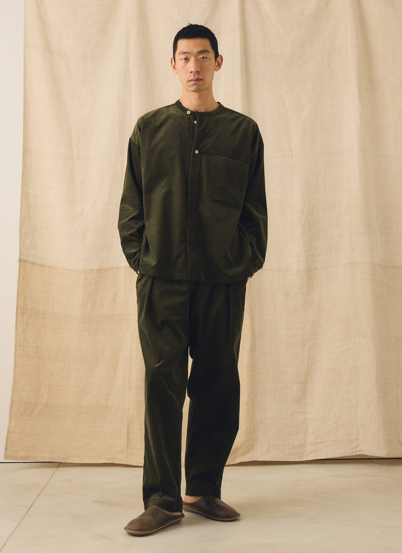 Cord Grandad Collar Shirt | Tent Green