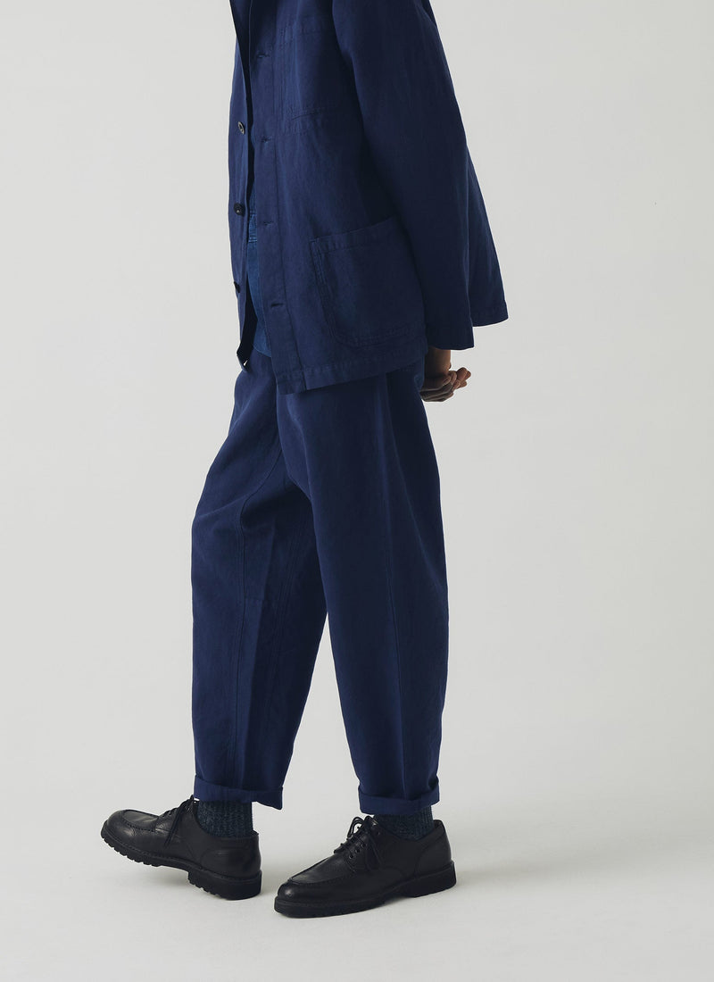 Alfie Garment Dyed Herringbone Pants | Dark Indigo