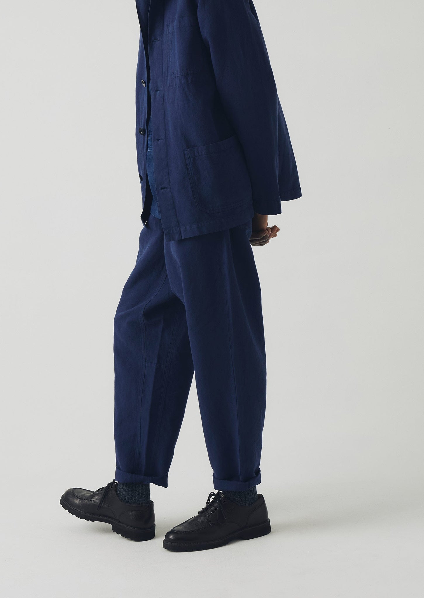 Alfie Garment Dyed Herringbone Pants | Dark Indigo | TOAST