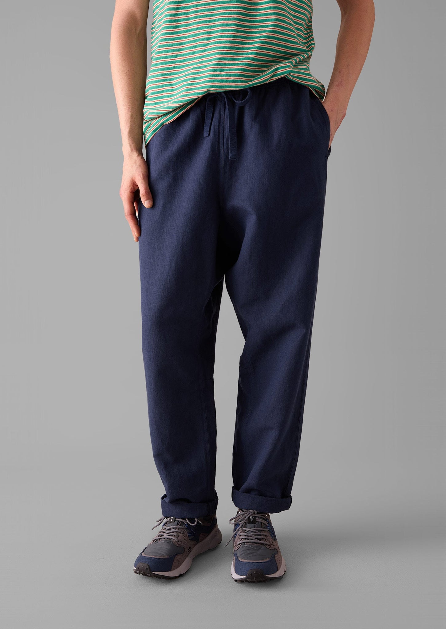 Alfie Garment Dyed Herringbone Pants | Dark Indigo