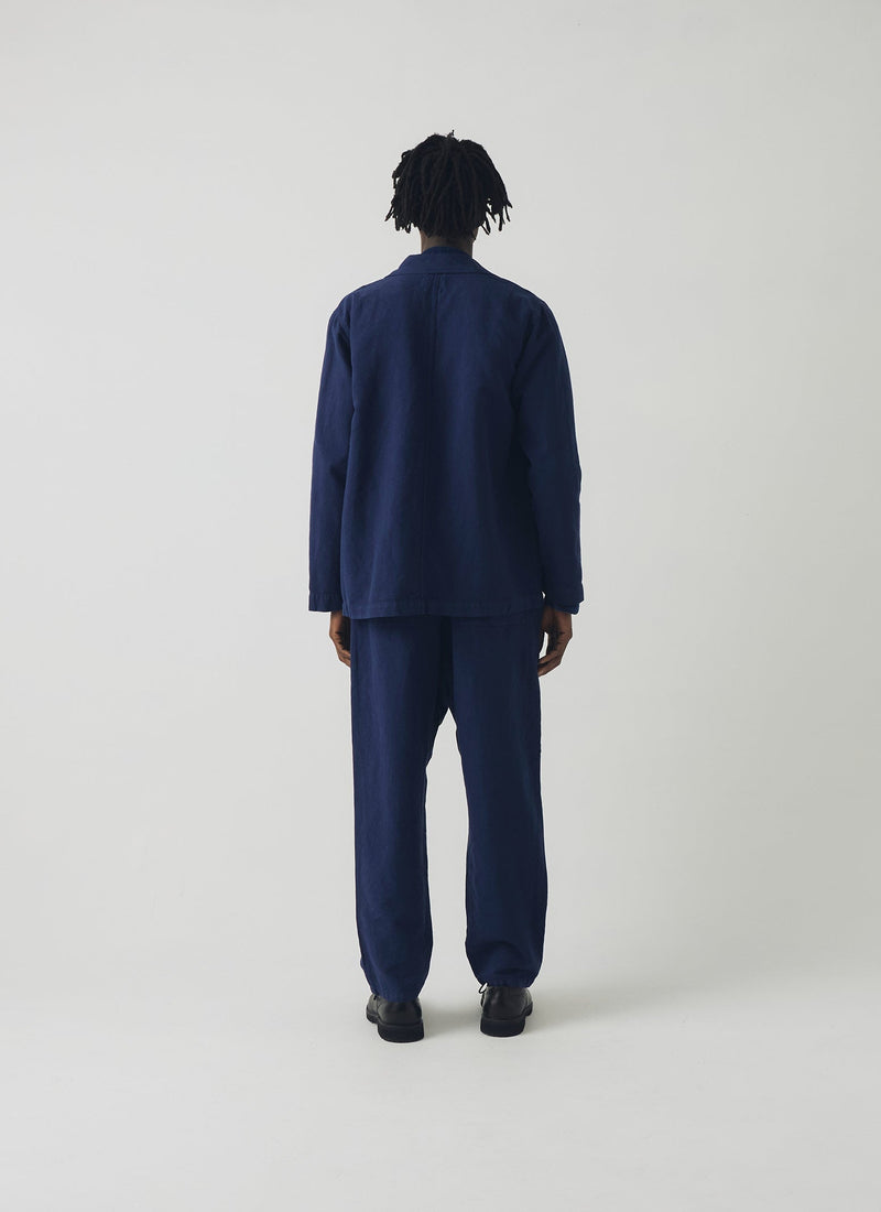Alfie Garment Dyed Herringbone Pants | Dark Indigo