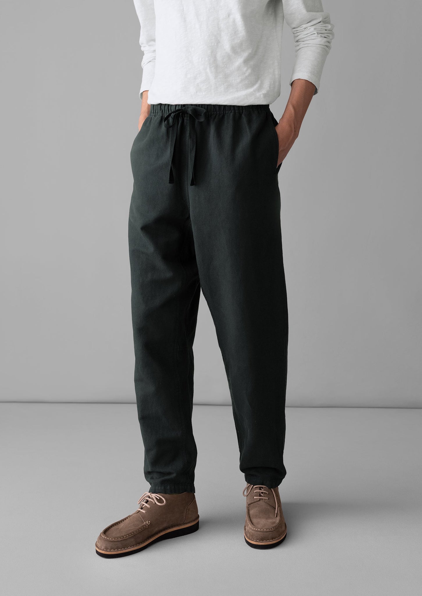 Alfie Garment Dyed Herringbone Pants | Washed Black