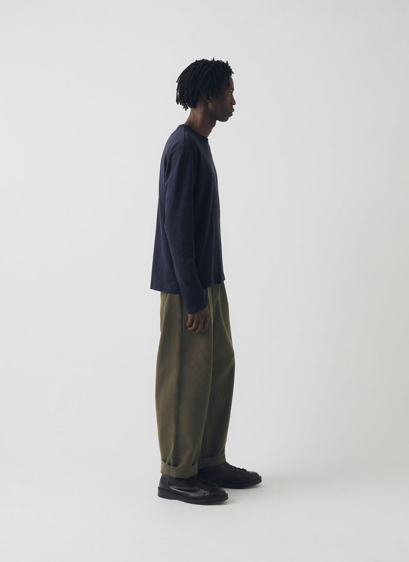 Bill Cotton Canvas Wide Leg Pants | Dark Olive