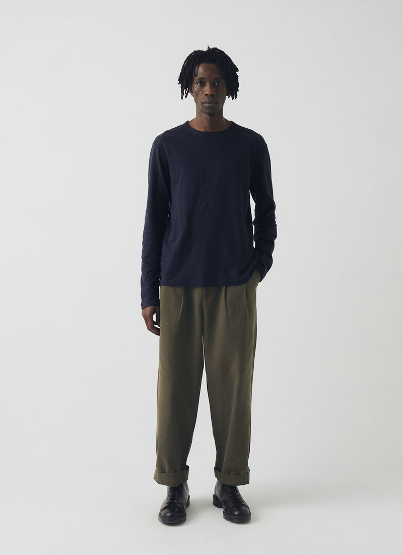 Bill Cotton Canvas Wide Leg Pants | Dark Olive