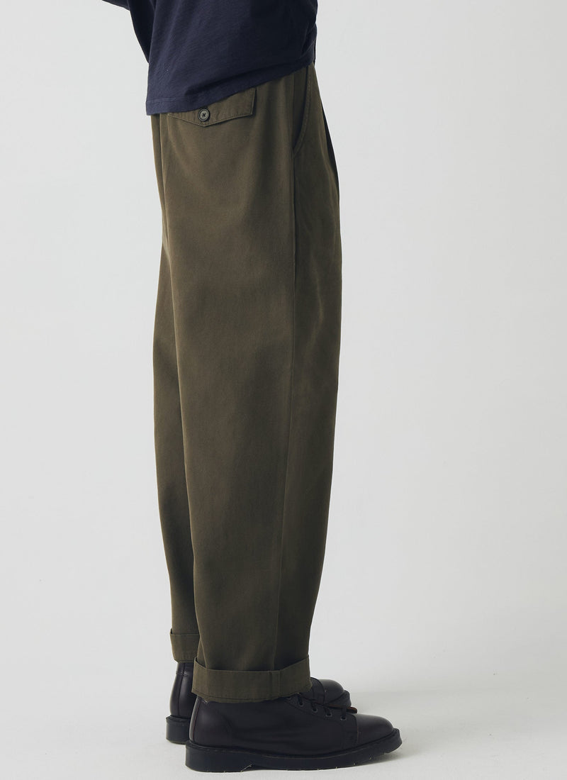 Bill Cotton Canvas Wide Leg Pants | Dark Olive