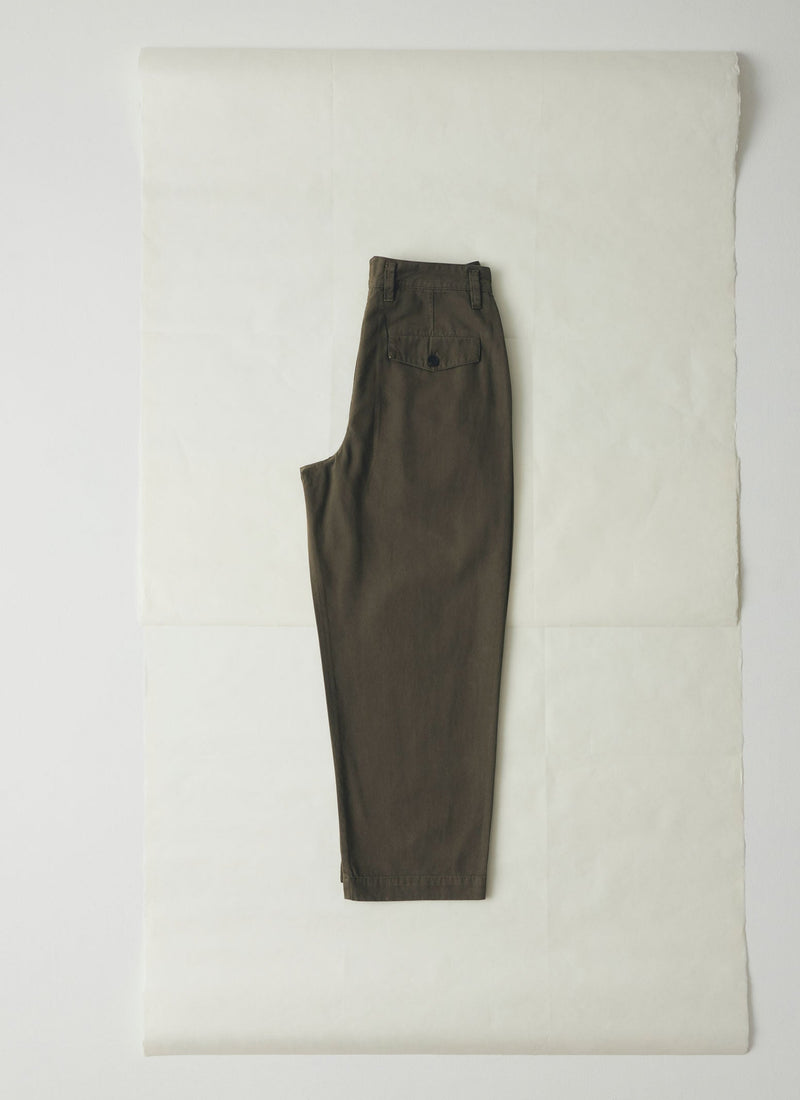 Bill Cotton Canvas Wide Leg Pants | Dark Olive