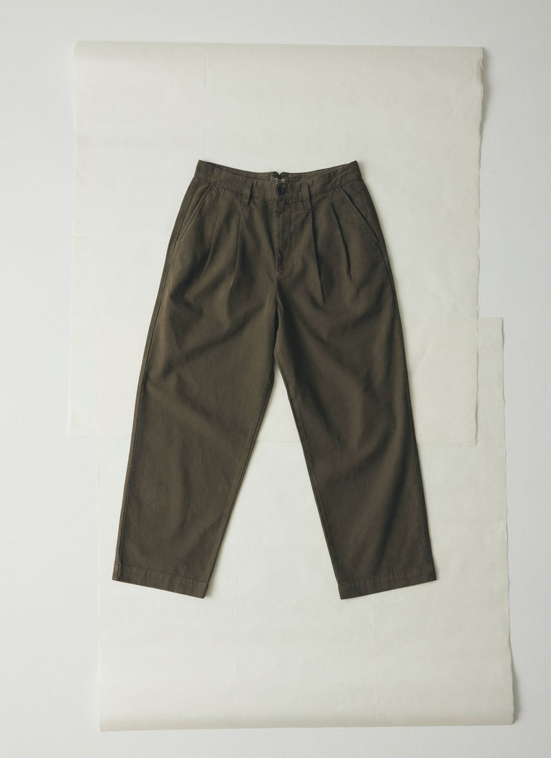 Bill Cotton Canvas Wide Leg Pants | Dark Olive