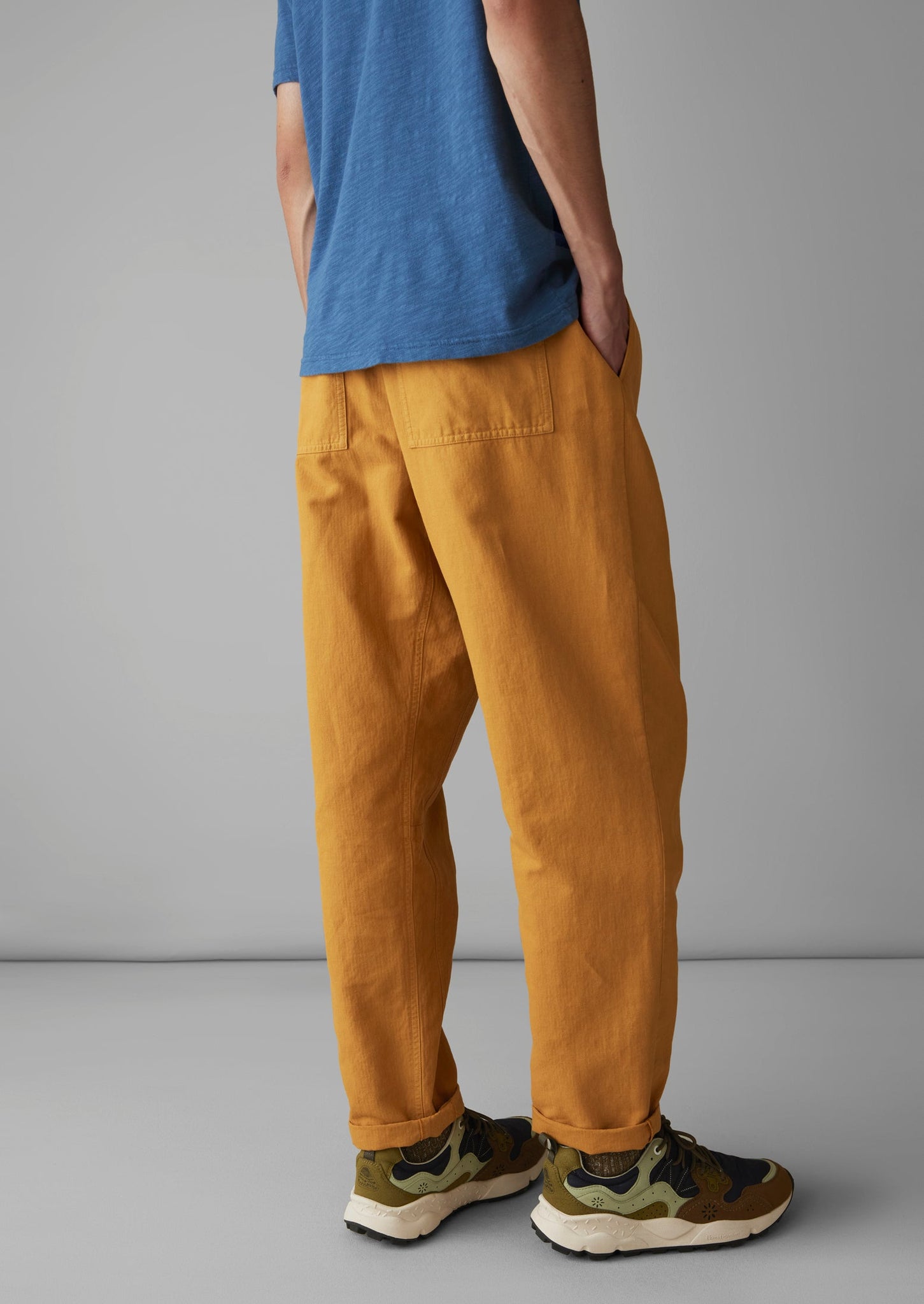 Alfie Garment Dyed Herringbone Pants | Mustard