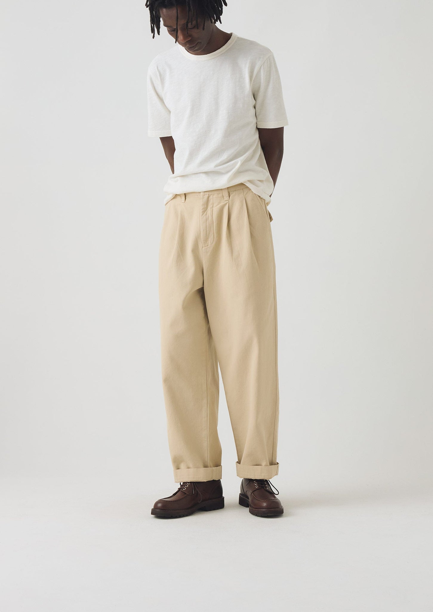 Bill Cotton Canvas Wide Leg Pants | Stone