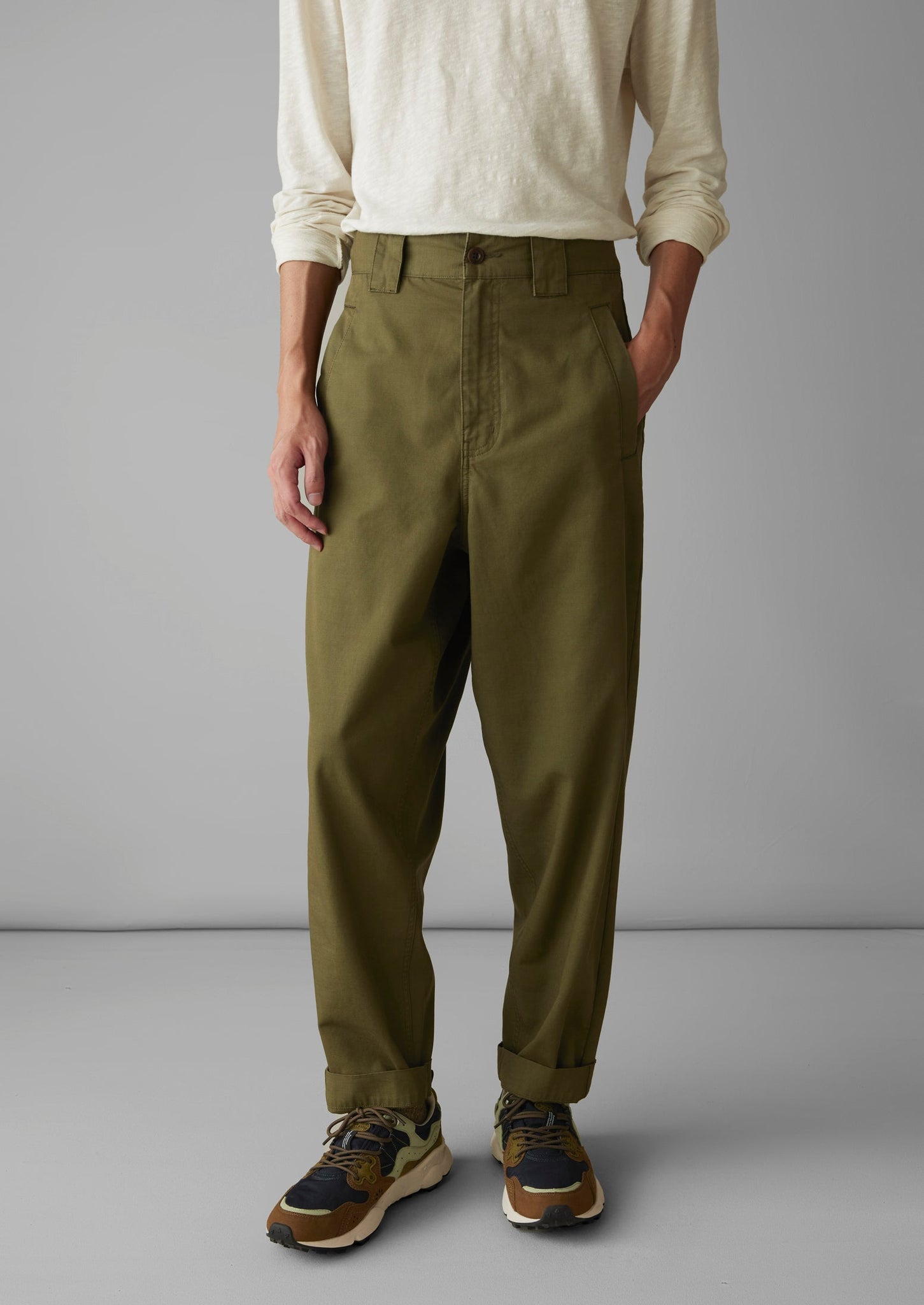 Garment Dyed Organic Cotton Tapered Pants | Artichoke