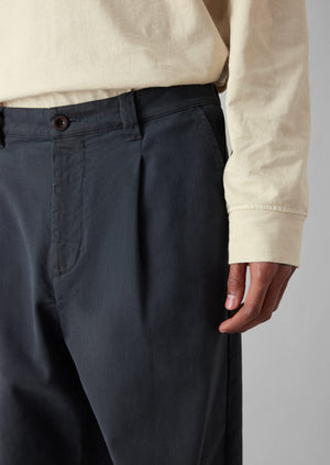 Garment Dyed Cotton Pleat Pants | Charcoal