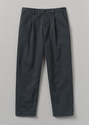 Garment Dyed Cotton Pleat Pants | Charcoal