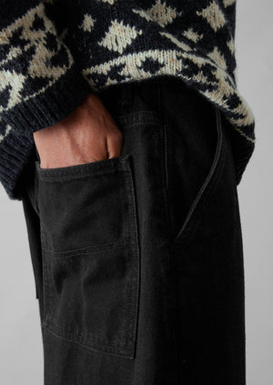 Straight Leg Denim Pants | Black