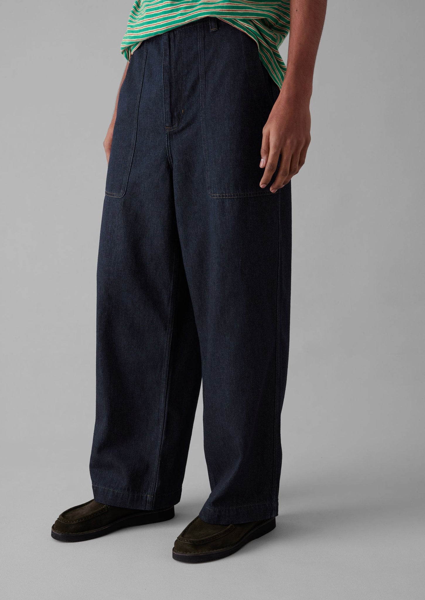 Cotton Hemp Denim Cargo Pants | Indigo