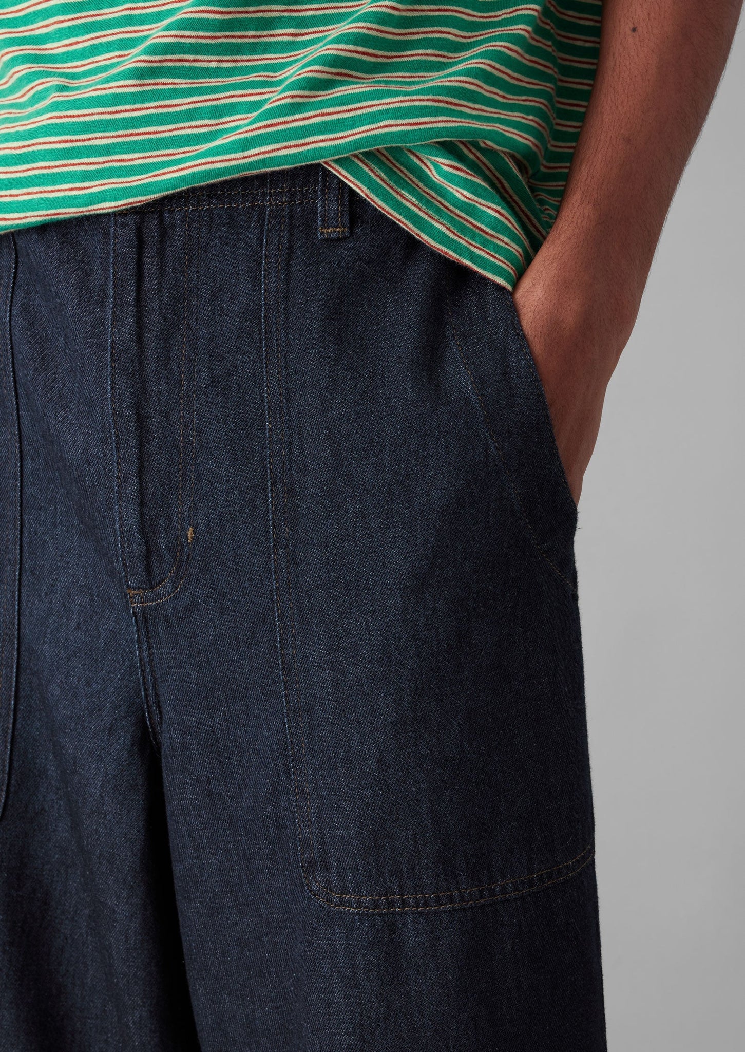 Cotton Hemp Denim Cargo Pants | Indigo