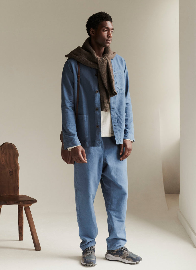 Alfie Garment Dyed Herringbone Pants | Slate Blue