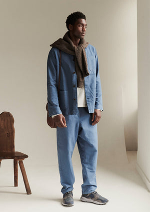 Alfie Garment Dyed Herringbone Pants | Slate Blue