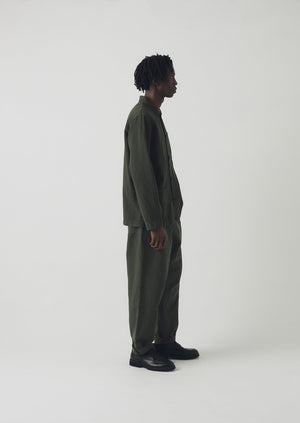 Alfie Garment Dyed Herringbone Pants | Dark Moss