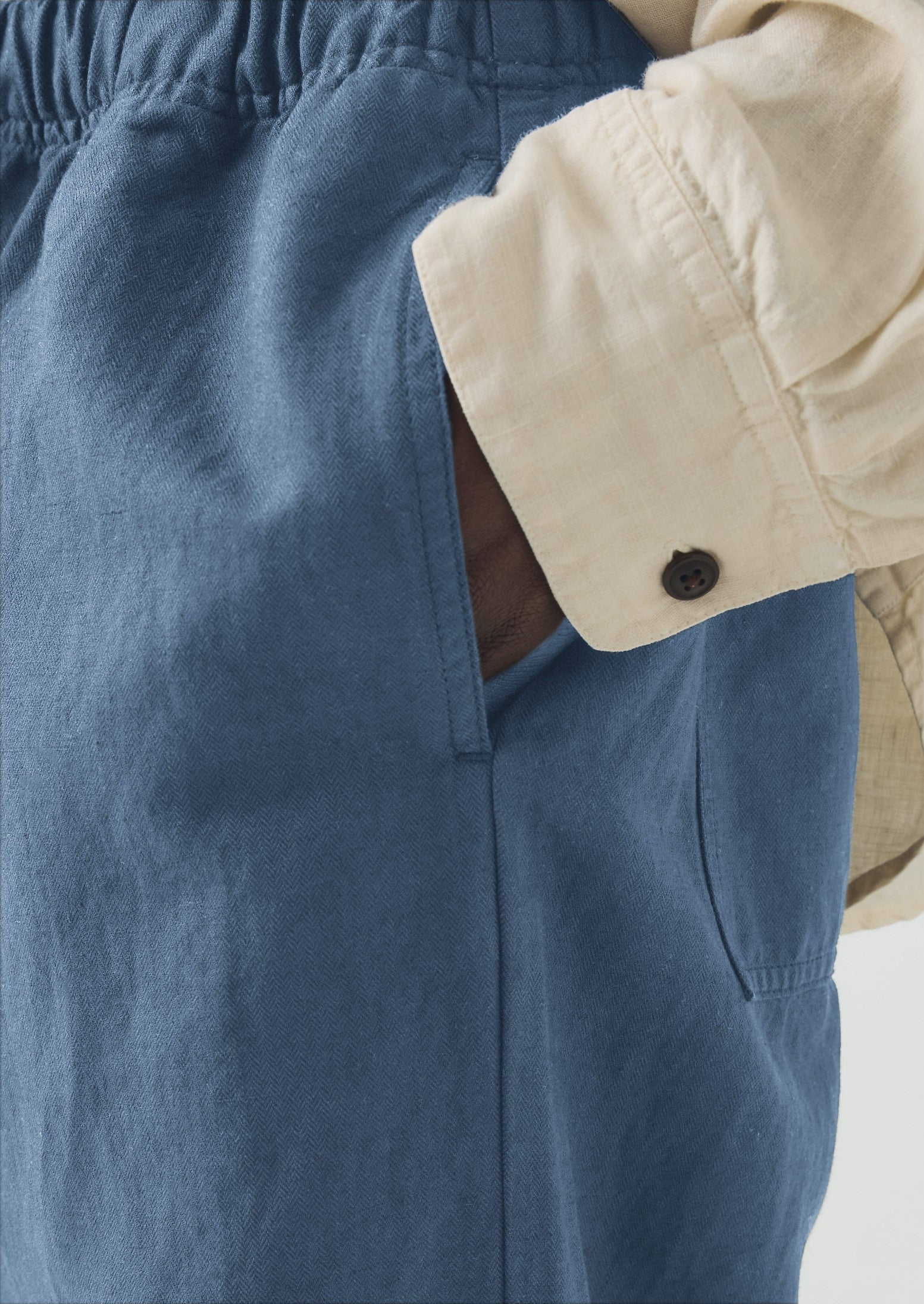 Alfie Garment Dyed Herringbone Pants | Slate Blue | TOAST