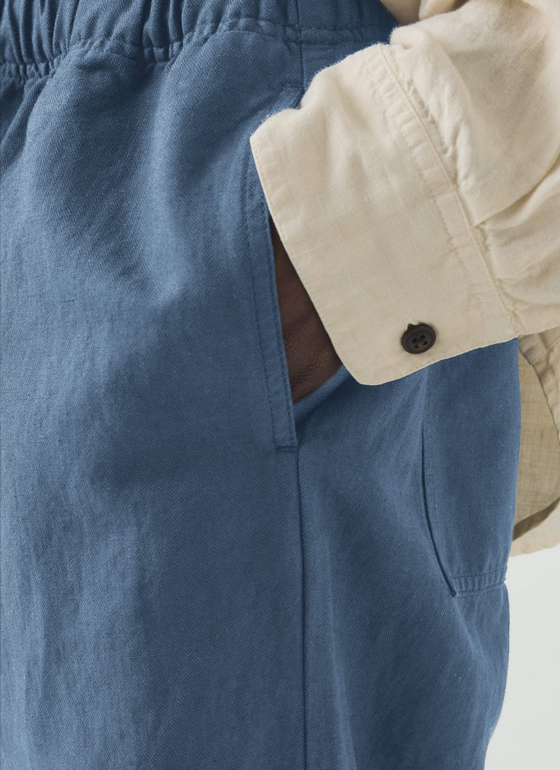Alfie Garment Dyed Herringbone Pants | Slate Blue