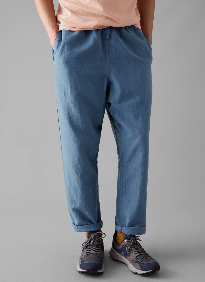 Alfie Garment Dyed Herringbone Pants | Slate Blue