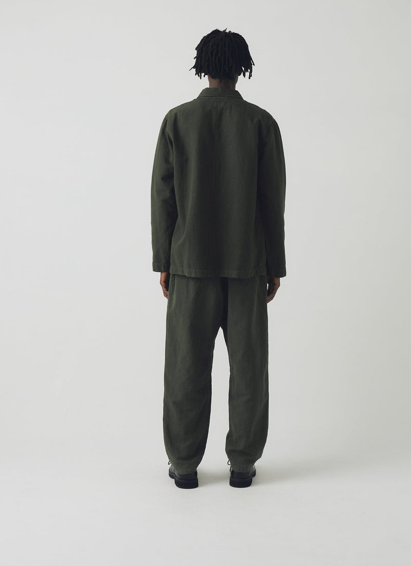 Alfie Garment Dyed Herringbone Pants | Dark Moss