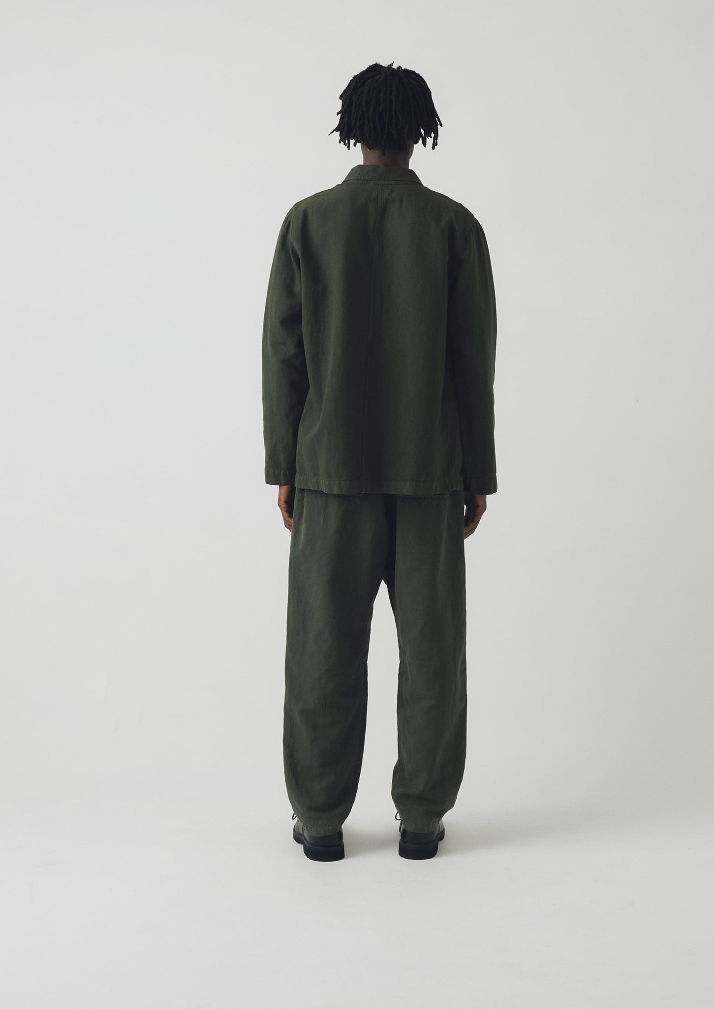 Alfie Garment Dyed Herringbone Pants | Dark Moss