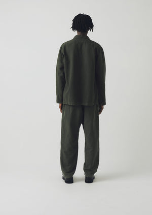 Alfie Garment Dyed Herringbone Pants | Dark Moss