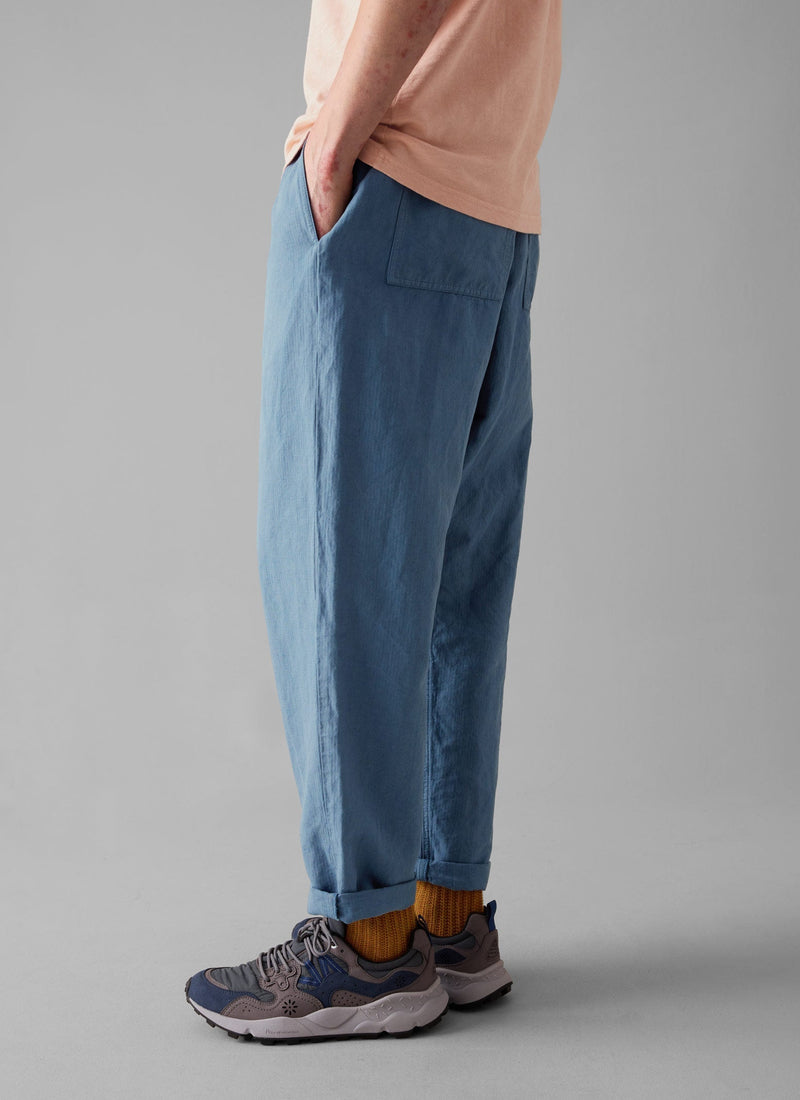 Alfie Garment Dyed Herringbone Pants | Slate Blue