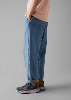 Alfie Garment Dyed Herringbone Pants | Slate Blue