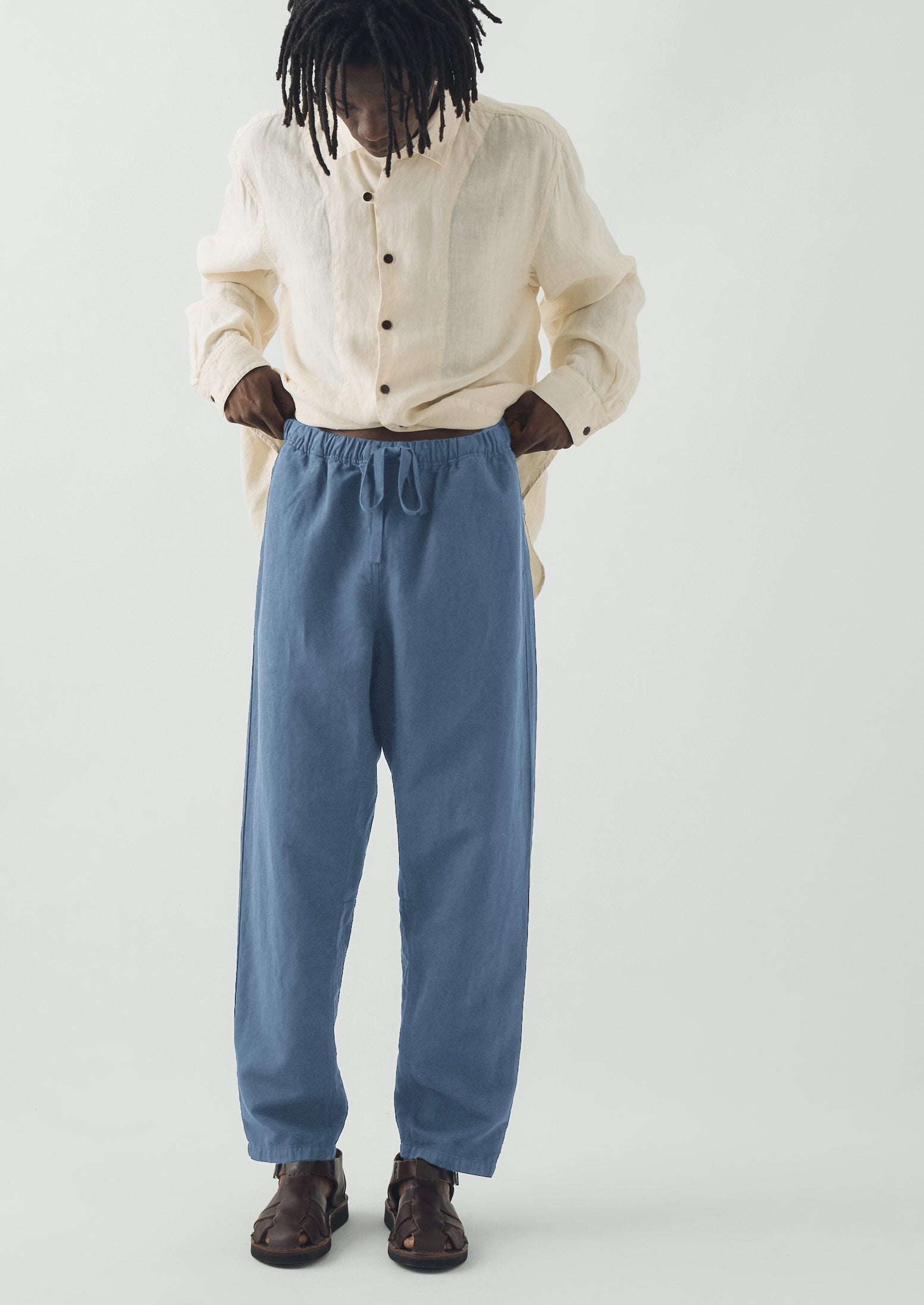 Alfie Garment Dyed Herringbone Pants | Slate Blue | TOAST