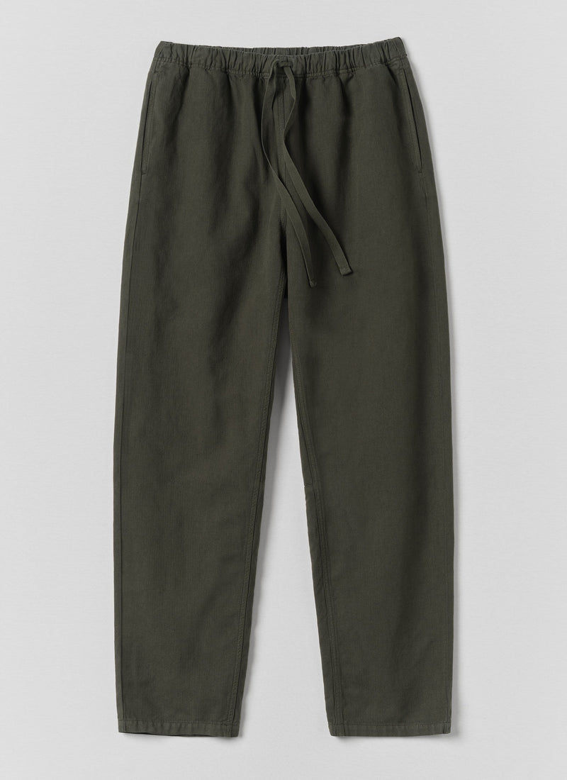 Alfie Garment Dyed Herringbone Pants | Dark Moss