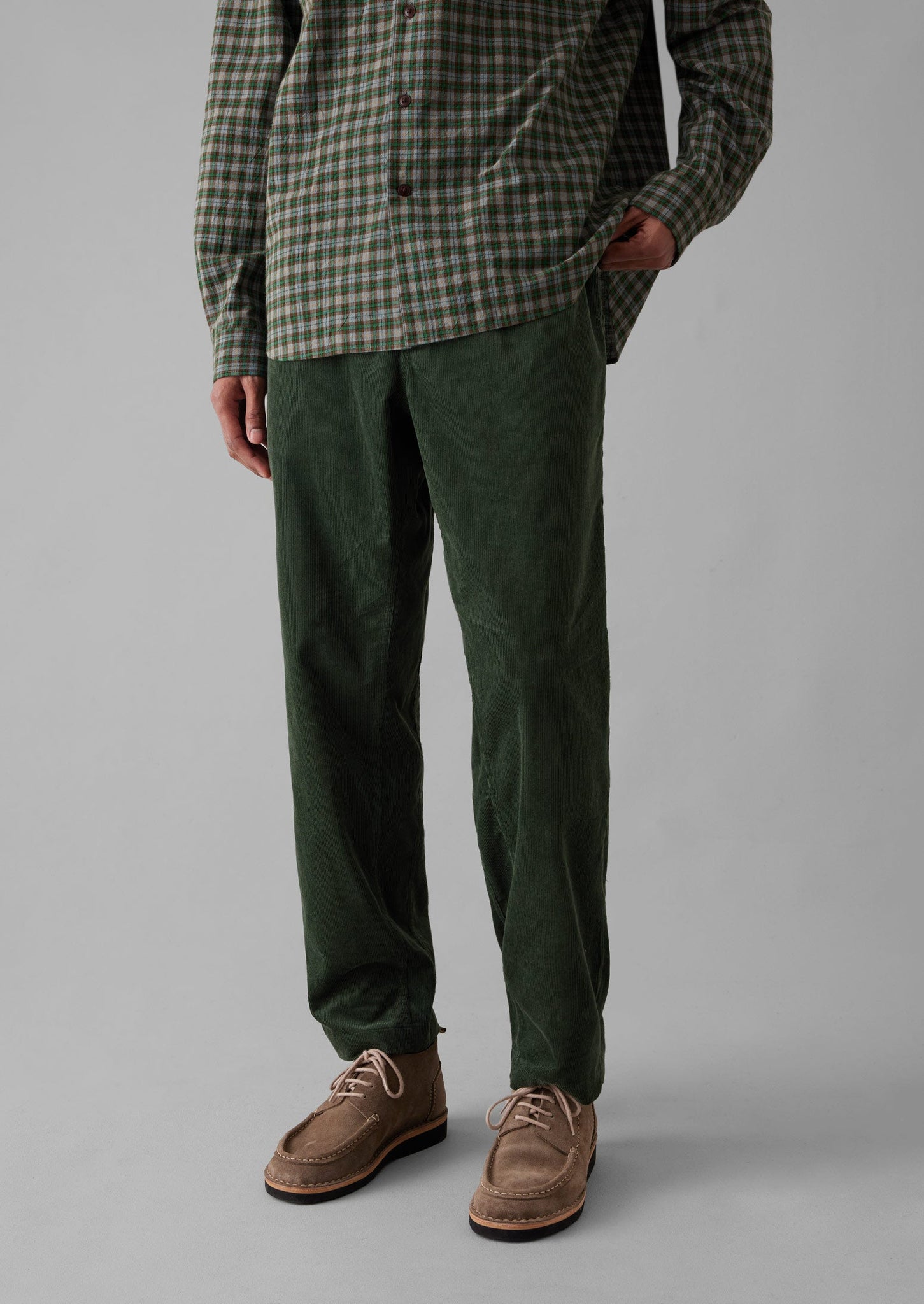 Soft Organic Cord Drawstring Pants | Dark Mineral Green