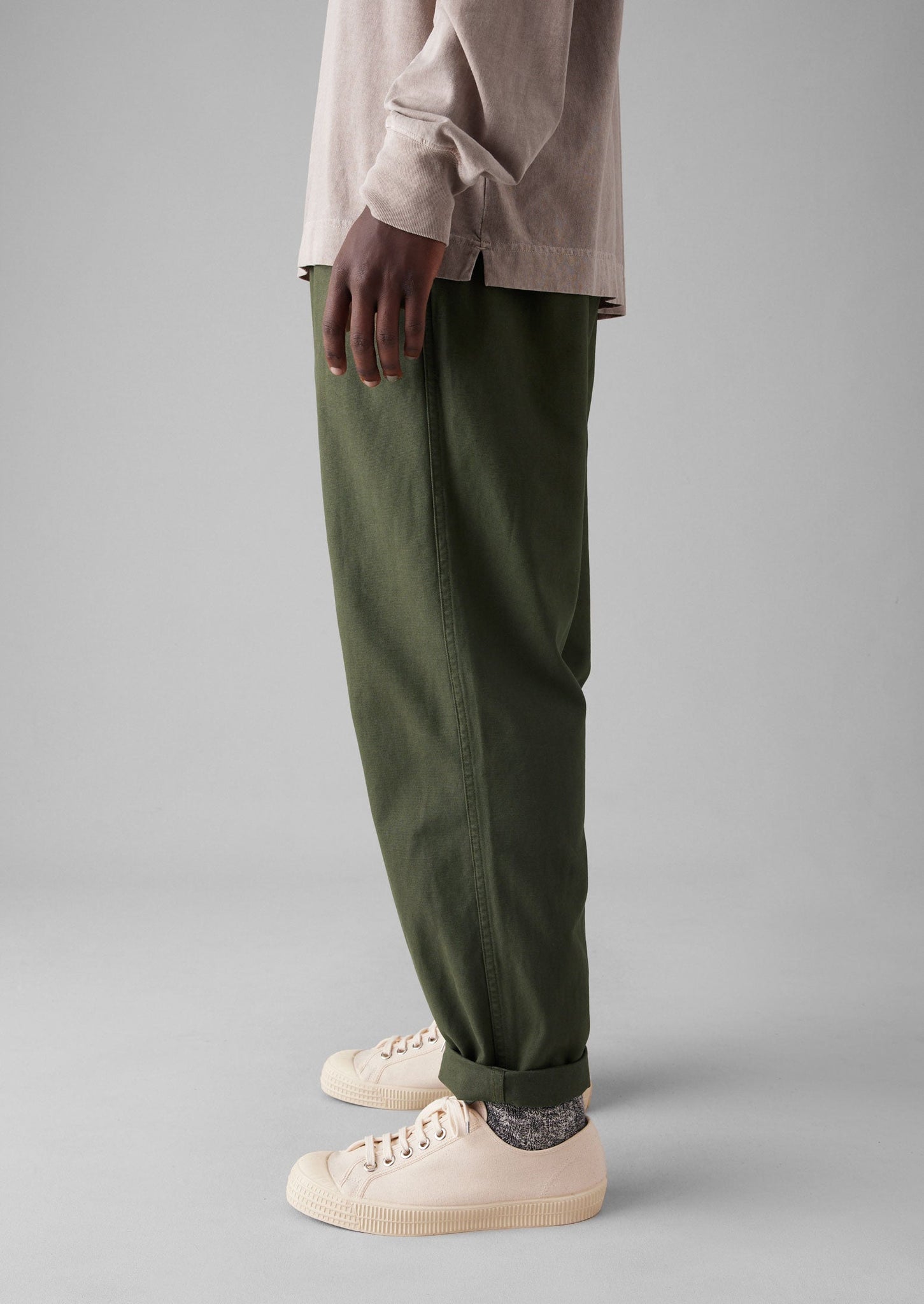 Canvas Cotton Drawstring Pants | Olive