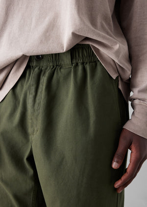 Canvas Cotton Drawstring Pants | Olive